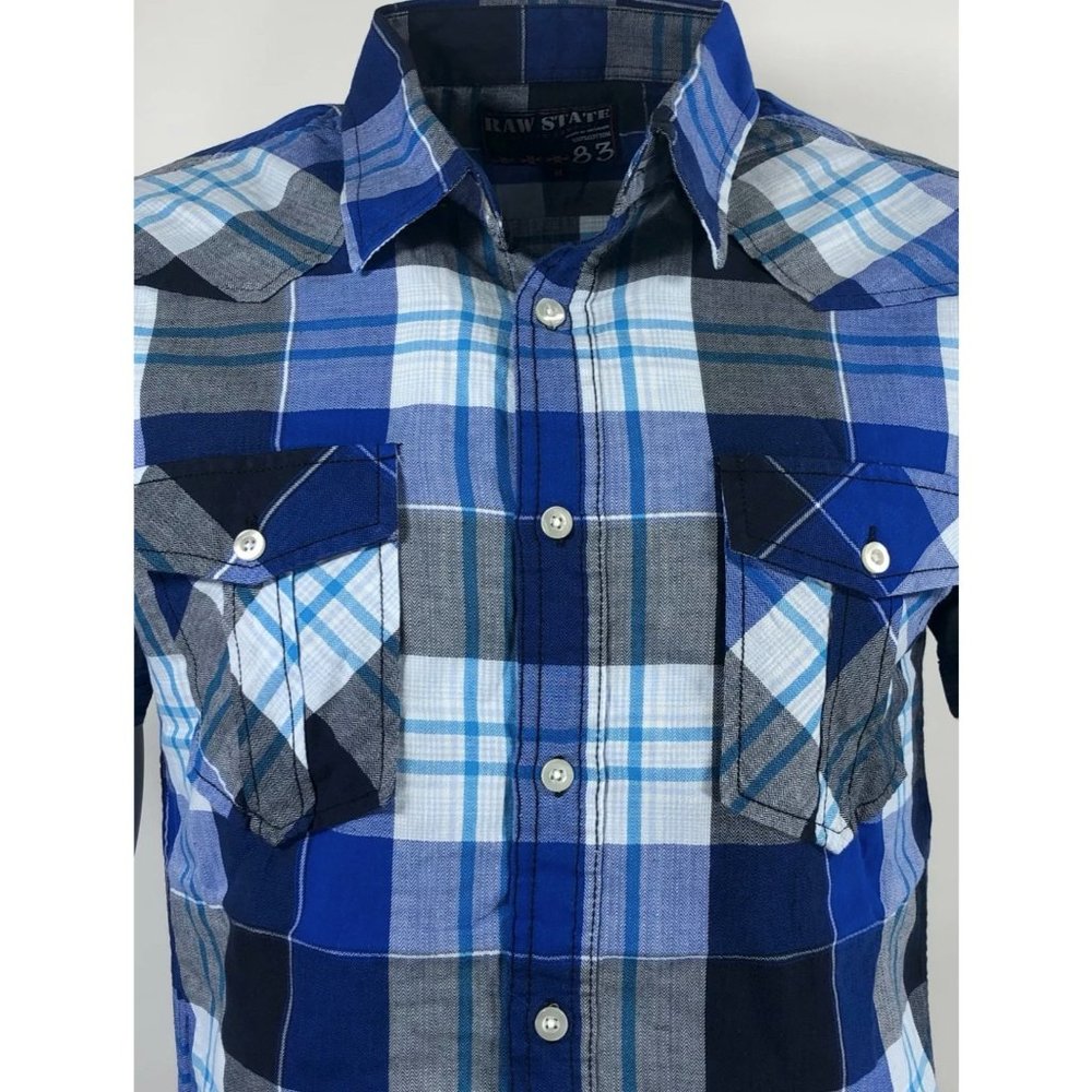 RAW STATE AFFLICTION Men's Button Down Shirt Short - Picture 7 of 10